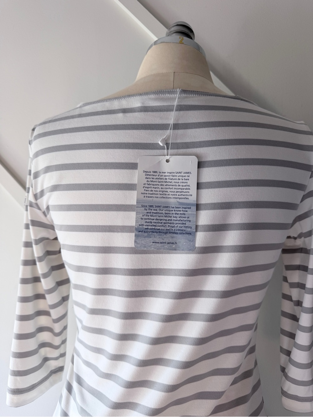 Saint James Breton Stripe Top NWT Size 4 White Grey French Sailor Shirt - Picture 8 of 13